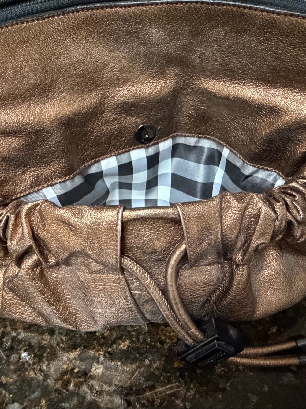 Burberry Metallic Bronze Drawstring Shoulder Bag - Picture 8 of 10